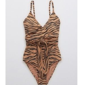 Aerie Animal Print Wrap Swimsuit
